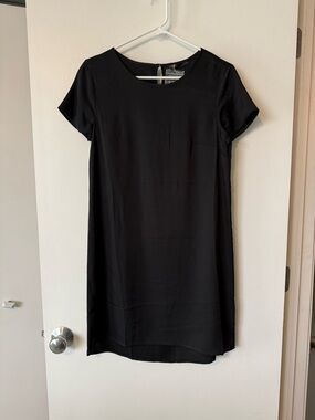 Quince Black Silk Short-Sleeve Mini Dress XS